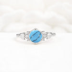 Vintage-Inspired Round Cut Turquoise Engagement Ring - Additional view