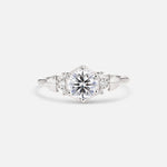 Round Cut Lab Diamond Engagement Ring with Floral Side Stone Detail - Additional view