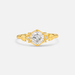 Round Cut Moissanite Engagement Ring with Floral Side Stone Detail - Additional view