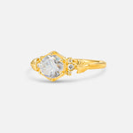 Round Cut Moissanite Engagement Ring with Floral Side Stone Detail - Additional view