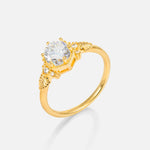 Round Cut Moissanite Engagement Ring with Floral Side Stone Detail - Additional view