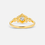 Round Cut Moissanite Engagement Ring with Floral Side Stone Detail - Additional view