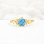 Vintage-Inspired Round Cut Turquoise Engagement Ring - Additional view