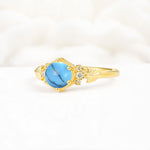 Vintage-Inspired Round Cut Turquoise Engagement Ring - Additional view