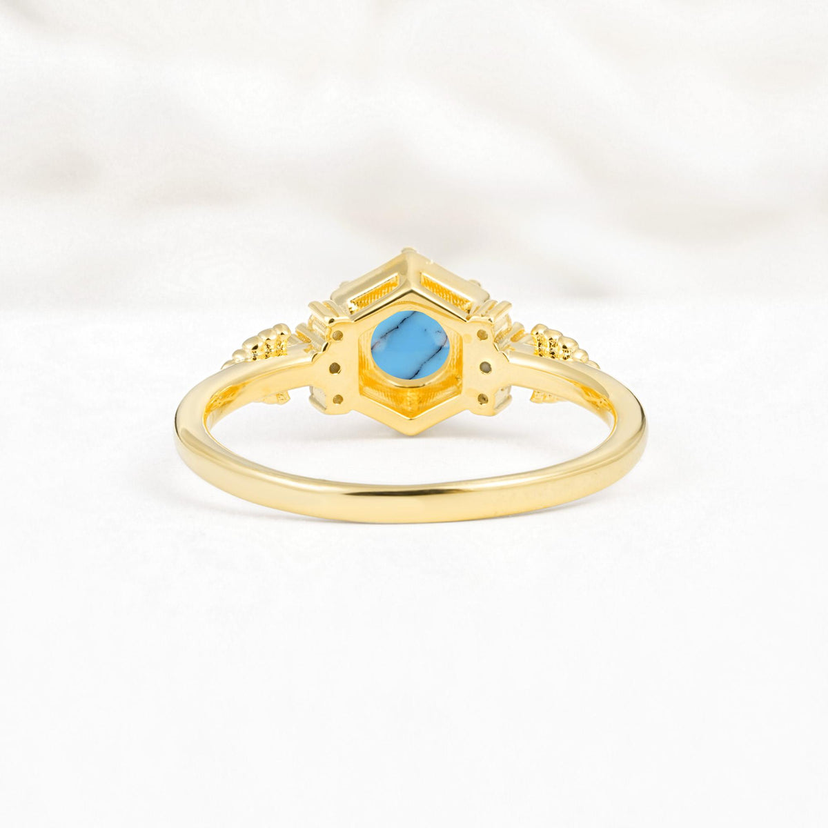 Vintage-Inspired Round Cut Turquoise Engagement Ring - Additional view