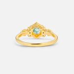 Round Cut Moss Agate Engagement Ring with Floral Side Stone Detail - Additional view