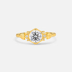 Round Cut Lab Diamond Engagement Ring with Floral Side Stone Detail - Additional view