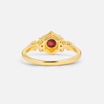 Round Cut Garnet Engagement Ring with Floral Side Stone Detail - Additional view