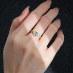 Round Cut Aquamarine Engagement Ring with Floral Side Stone Detail - Additional view
