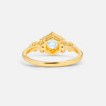 Round Cut Moonstone Engagement Ring with Floral Side Stone Detail - Additional view