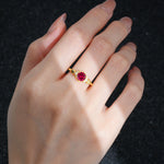 Round Cut Ruby Engagement Ring with Floral Side Stone Detail - Additional view