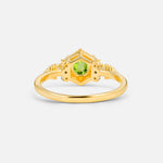 Round Cut Peridot Engagement Ring with Floral Side Stone Detail - Additional view