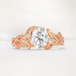 Natural Inspired Oval Cut Leaf Vine Side Stone Moissanite Engagement Ring - Additional view