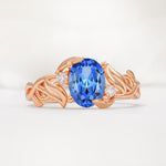 Natural Inspired Oval Cut Leaf Vine Side Stone Sapphire Engagement Ring - Additional view
