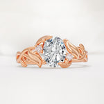 Natural Inspired Oval Cut Leaf Vine Side Stone Lab Diamond Engagement Ring - Additional view
