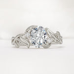 Natural Inspired Oval Cut Leaf Vine Side Stone Lab Diamond Engagement Ring - Additional view