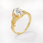 Natural Inspired Oval Cut Leaf Vine Side Stone Moissanite Engagement Ring - Additional view
