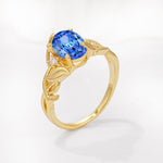 Natural Inspired Oval Cut Leaf Vine Side Stone Sapphire Engagement Ring - Additional view