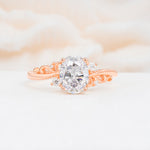 Romantic Oval Cut Twisted Scroll Side Stone Moissanite Engagement Ring - Additional view