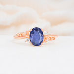 Romantic Oval Cut Twisted Scroll Side Stone Tanzanite Engagement Ring - Additional view