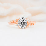 Romantic Oval Cut Twisted Scroll Side Stone Lab Diamond Engagement Ring - Additional view