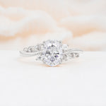 Romantic Oval Cut Twisted Scroll Side Stone Moissanite Engagement Ring - Additional view