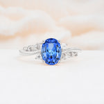Romantic Oval Cut Twisted Scroll Side Stone Sapphire Engagement Ring - Additional view
