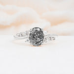 Romantic Oval Cut Twisted Scroll Side Stone Black Rutilated Quartz Engagement Ring - Additional view