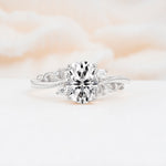 Romantic Oval Cut Twisted Scroll Side Stone Lab Diamond Engagement Ring - Additional view