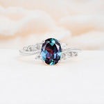 Romantic Oval Cut Twisted Scroll Side Stone Alexandrite Engagement Ring - Additional view