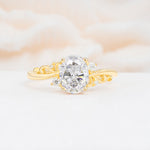 Romantic Oval Cut Twisted Scroll Side Stone Moissanite Engagement Ring - Additional view