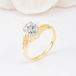 Romantic Oval Cut Twisted Scroll Side Stone Moissanite Engagement Ring - Additional view