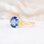 Romantic Oval Cut Twisted Scroll Side Stone Sapphire Engagement Ring - Additional view
