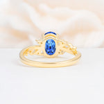 Romantic Oval Cut Twisted Scroll Side Stone Sapphire Engagement Ring - Additional view