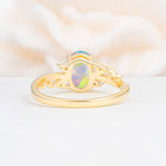 Romantic Oval Cut Twisted Scroll Side Stone Fire Opal Engagement Ring - Additional view