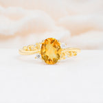 Romantic Oval Cut Twisted Scroll Side Stone Citrine Engagement Ring - Additional view