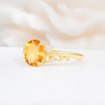 Romantic Oval Cut Twisted Scroll Side Stone Citrine Engagement Ring - Additional view