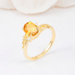 Romantic Oval Cut Twisted Scroll Side Stone Citrine Engagement Ring - Additional view