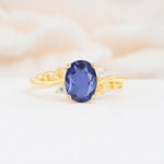 Romantic Oval Cut Twisted Scroll Side Stone Tanzanite Engagement Ring - Additional view