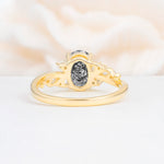 Romantic Oval Cut Twisted Scroll Side Stone Black Rutilated Quartz Engagement Ring - Additional view