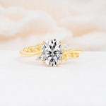 Romantic Oval Cut Twisted Scroll Side Stone Lab Diamond Engagement Ring - Additional view