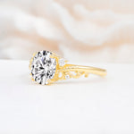 Romantic Oval Cut Twisted Scroll Side Stone Lab Diamond Engagement Ring - Additional view