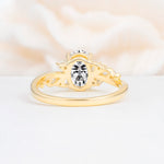 Romantic Oval Cut Twisted Scroll Side Stone Lab Diamond Engagement Ring - Additional view