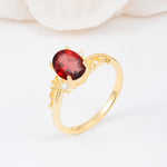 Romantic Oval Cut Twisted Scroll Side Stone Garnet Engagement Ring - Additional view