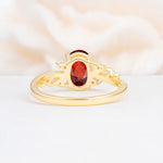 Romantic Oval Cut Twisted Scroll Side Stone Garnet Engagement Ring - Additional view