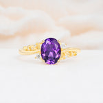 Romantic Oval Cut Twisted Scroll Side Stone Amethyst Engagement Ring - Additional view