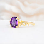 Romantic Oval Cut Twisted Scroll Side Stone Amethyst Engagement Ring - Additional view