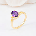 Romantic Oval Cut Twisted Scroll Side Stone Amethyst Engagement Ring - Additional view