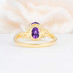 Romantic Oval Cut Twisted Scroll Side Stone Amethyst Engagement Ring - Additional view