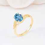Romantic Oval Cut Twisted Scroll Side Stone Aquamarine Engagement Ring - Additional view